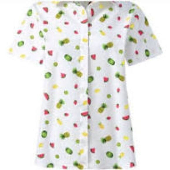 EUC Land’s End White Fruits Printed Button Down Shirt 16 - Picture 6 of 6